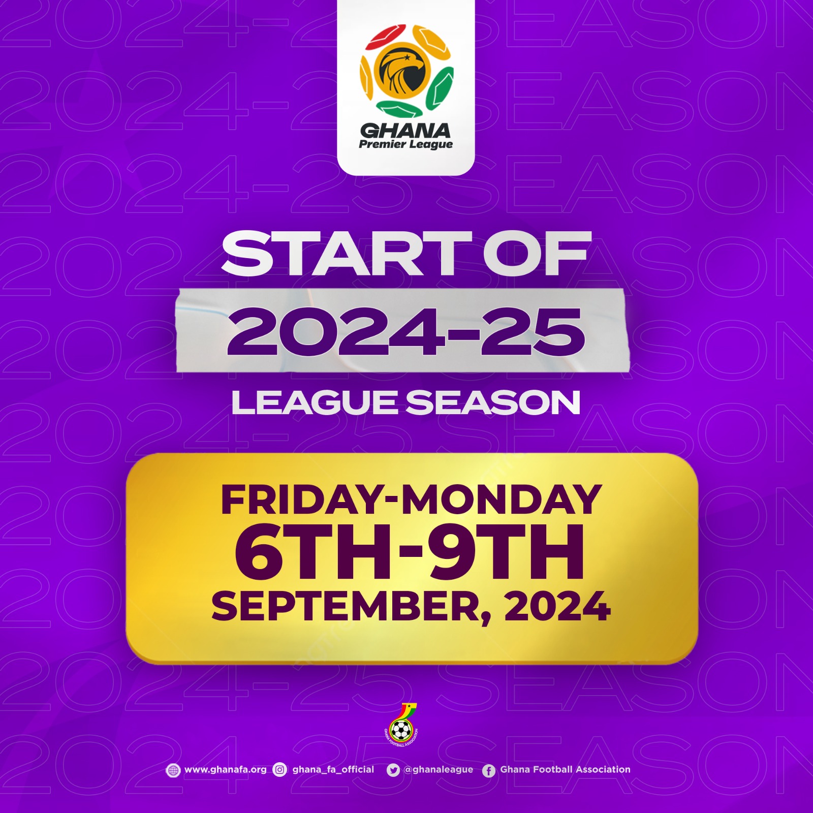 DATES FOR 2024/25 GHANA PREMIER LEAGUE SEASON CONFIRMED